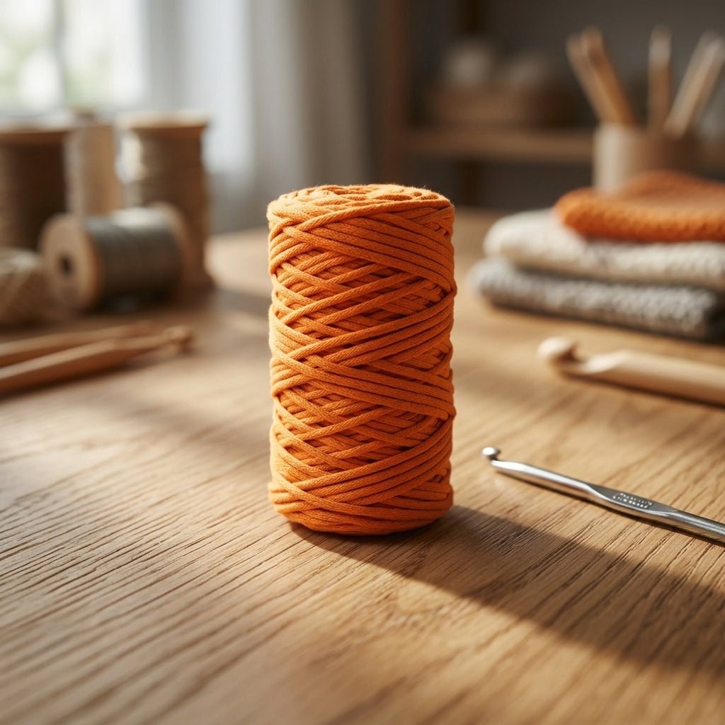 Cordón Tripolino Naranjo 100 m para macramé y manualidades — Sartoria Studio
