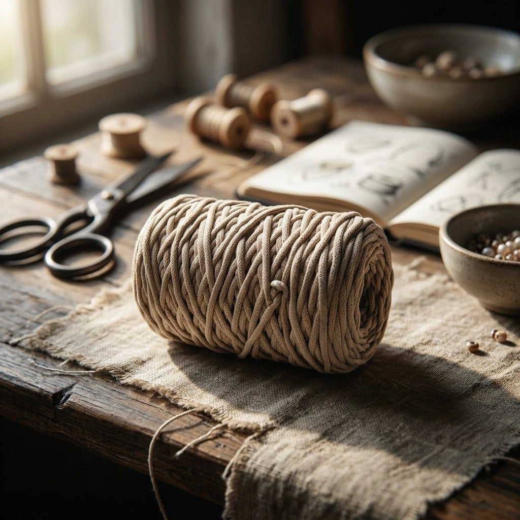 Cordón Tripolino Beige 100 m para macramé y manualidades — Sartoria Studio