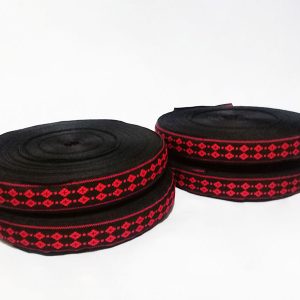 Pasamanería Étnica Doble Rombo Rojo 3 cm — Sartoria Studio