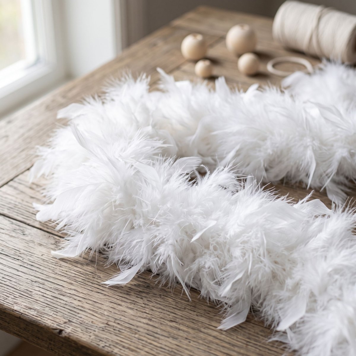 Boa de Plumas Blanca 180 cm — Decoración para Disfraces y Eventos en Chile - Sartoria Studio