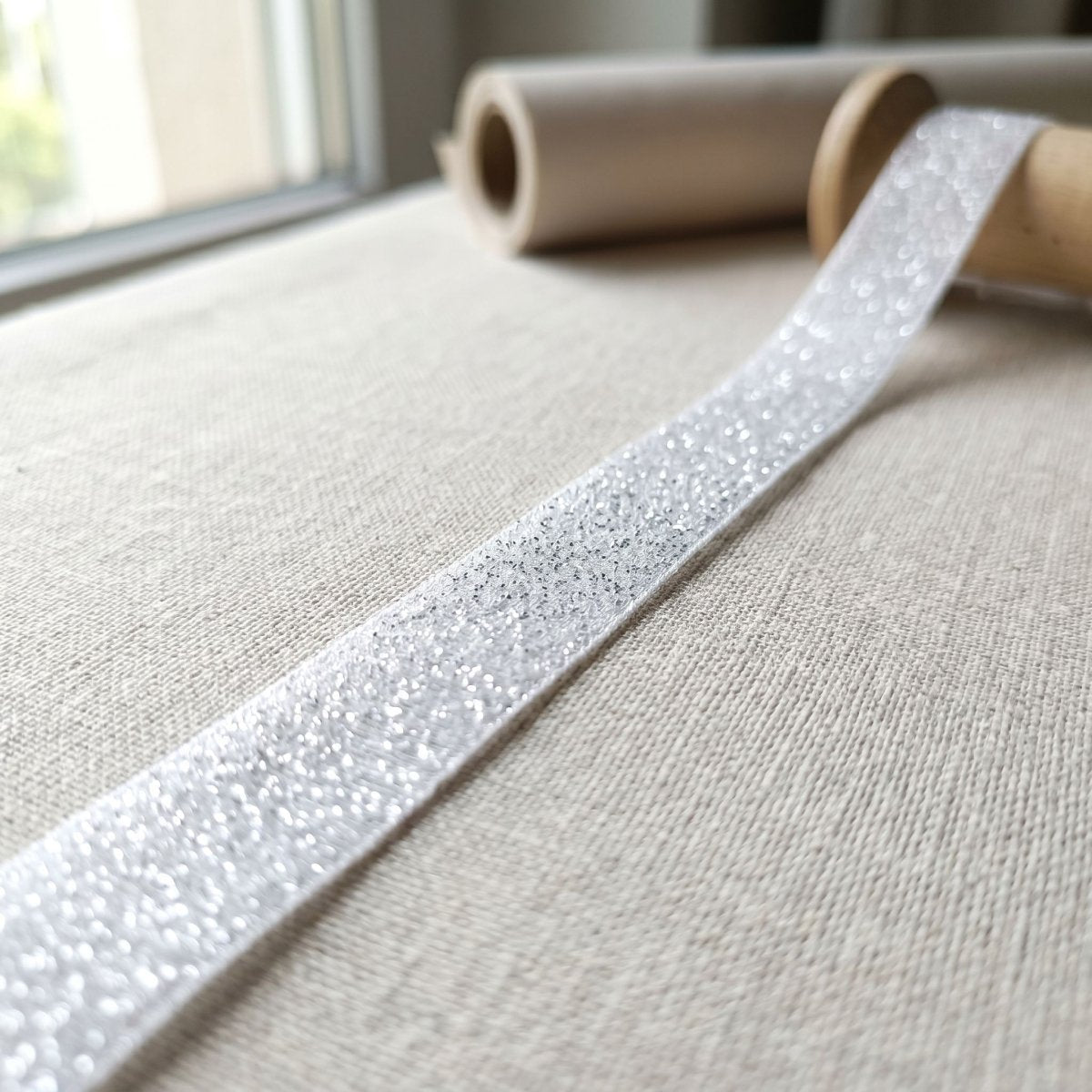 Cinta Glitter Blanca Ancha Brillante — Sartoria Studio