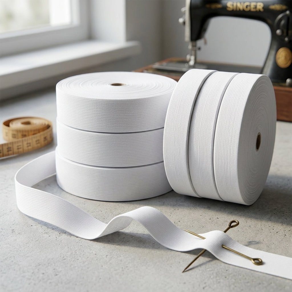 Elástico Blanco 2.5 cm Rollo 50 m para costura y confección — Sartoria Studio