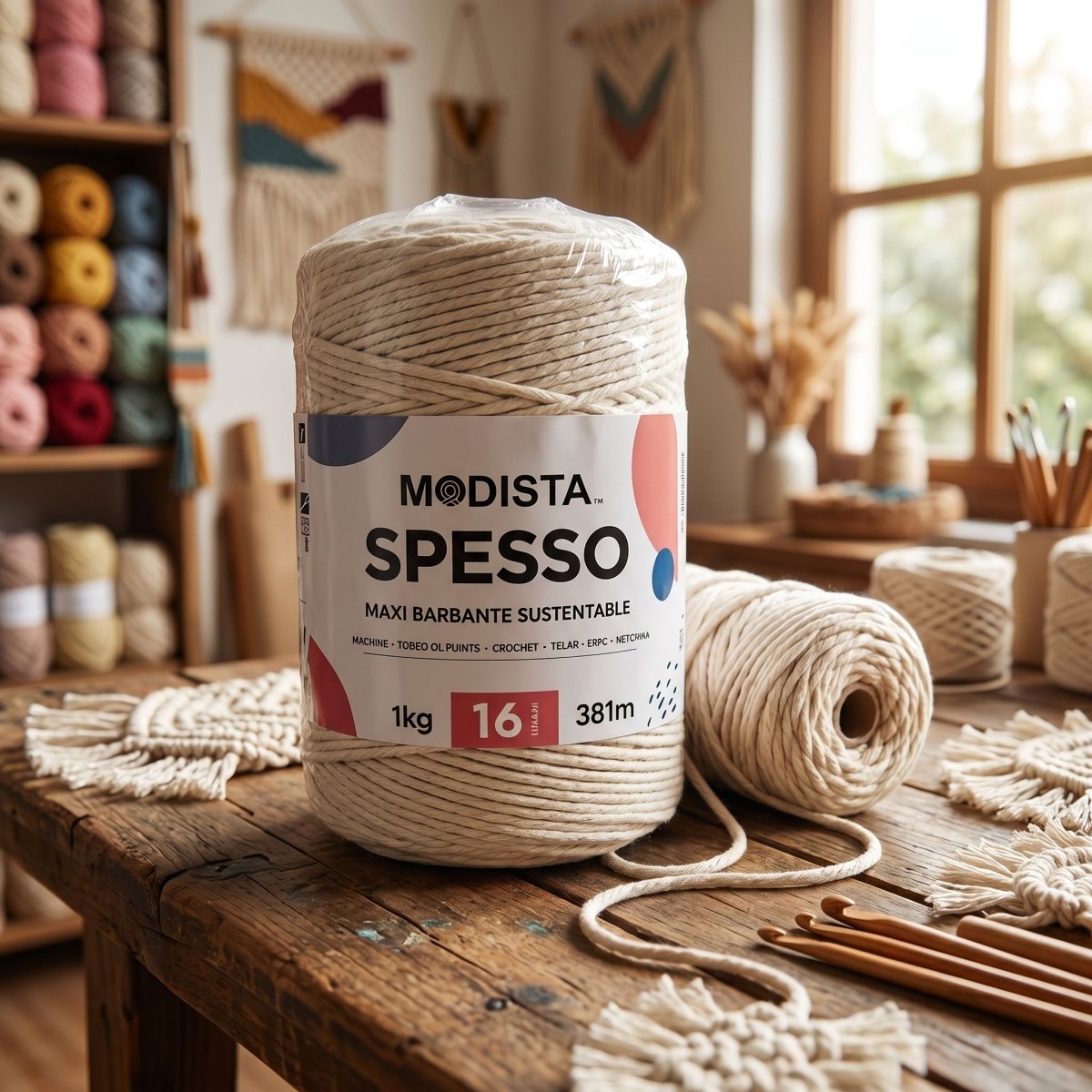 Cordón Macramé SPESSO 16 Hebras, Algodón y Fibras Recicladas — 1 kg