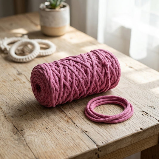Cordón Tripolino Palo de Rosa 100 m para macramé y manualidades — Sartoria Studio