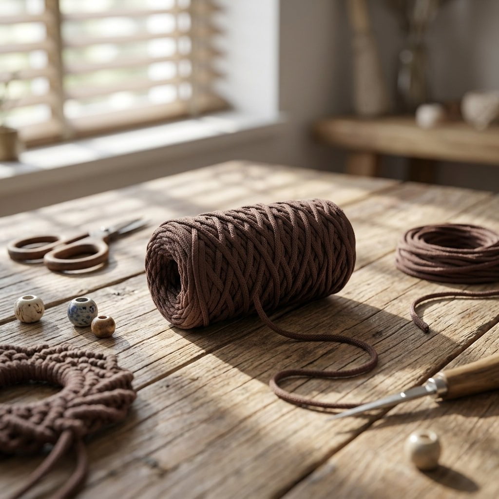 Cordón Tripolino Café 100 m para macramé y manualidades — Sartoria Studio