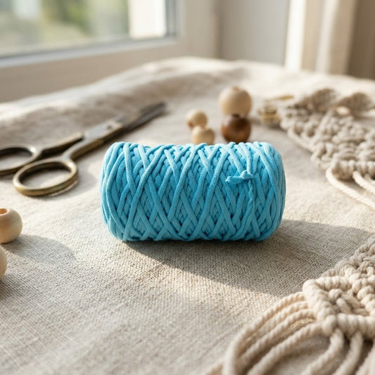 Cordón Tripolino Celeste 100 m para macramé y manualidades — Sartoria Studio
