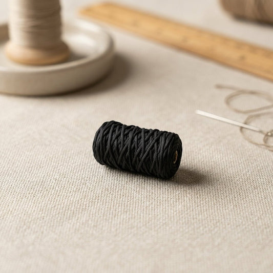Cordón Tripolino Negro 100 m para macramé y manualidades — Sartoria Studio
