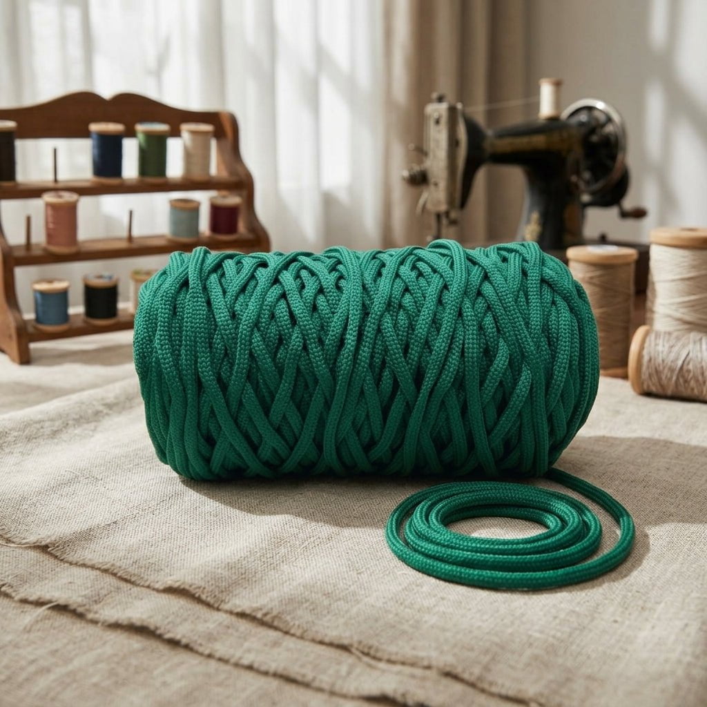 Cordón Tripolino Verde Botella 100 m para macramé y manualidades — Sartoria Studio