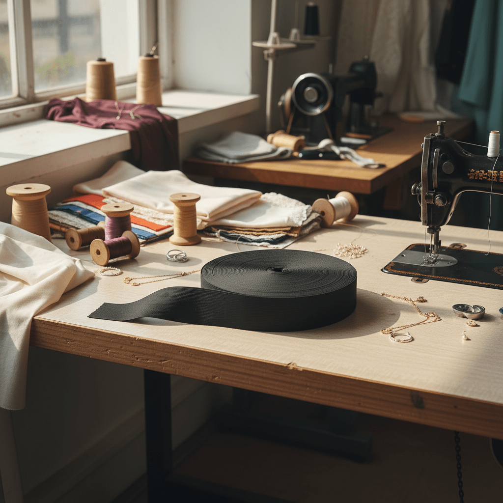 Elástico Negro 0.6 mm Rollo 100 m para costura y confección — Sartoria Studio