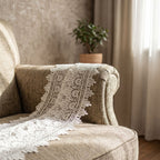 Encaje de Guipur con Flecos y Medallones Blanco 6 cm, pasamanería decorativa por metro — Sartoria Studio