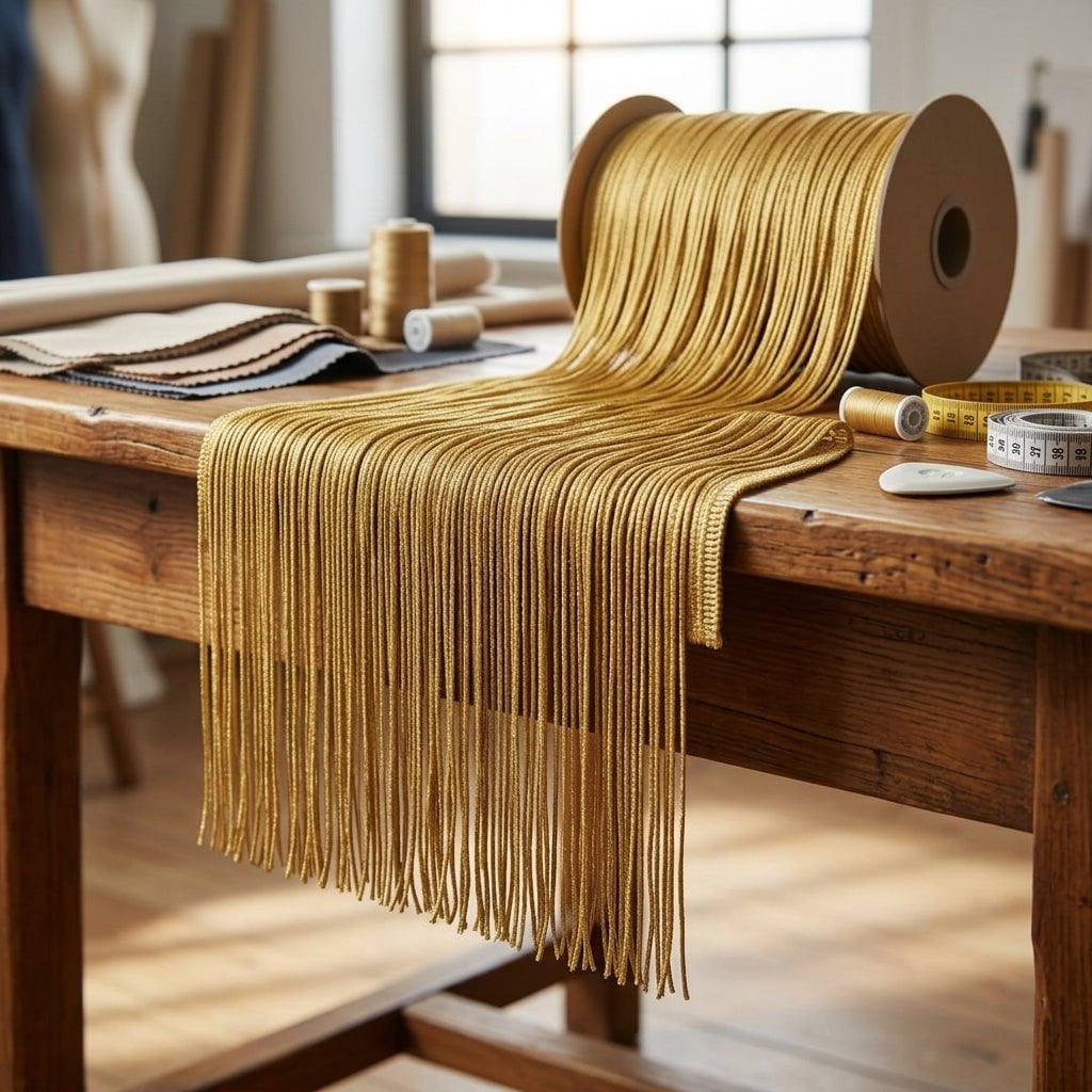 Fleco Dorado 7cm x 30 Metros - Fleco Decorativo Premium — Sartoria Studio