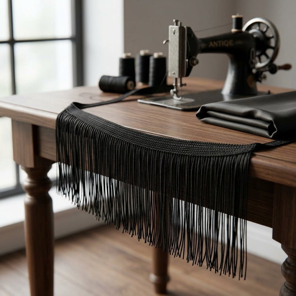 Fleco Decorativo 7 cm Negro decorativa — Sartoria Studio