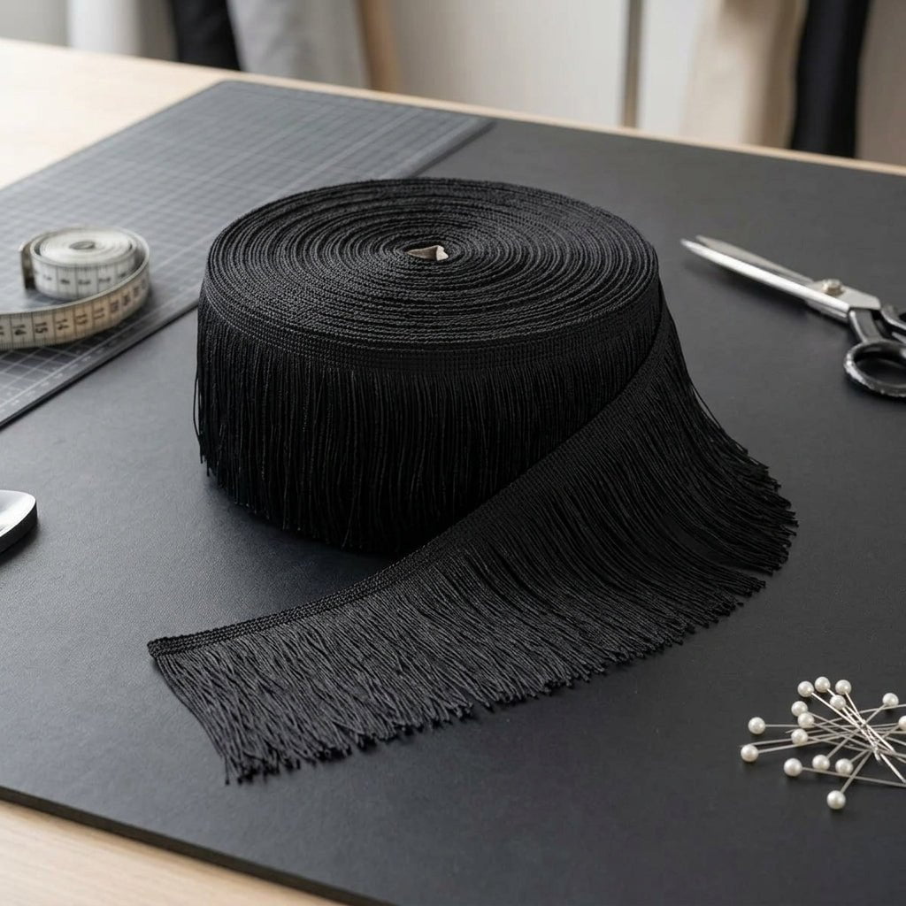 Fleco Negro 7cm x 30 Metros - Fleco Decorativo Premium — Sartoria Studio