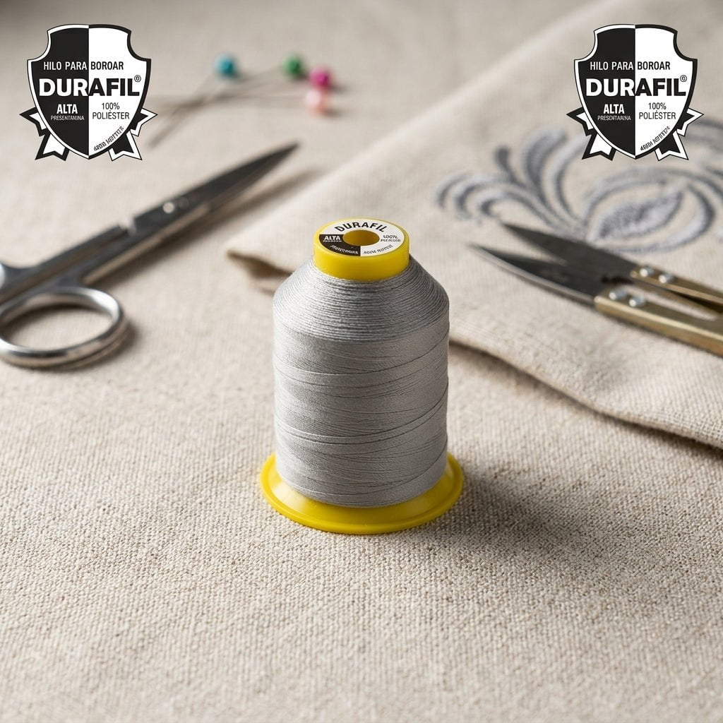 Hilo Bordadora Durafill 4000 m Gris Perla Poliéster para máquina de coser — Sartoria Studio