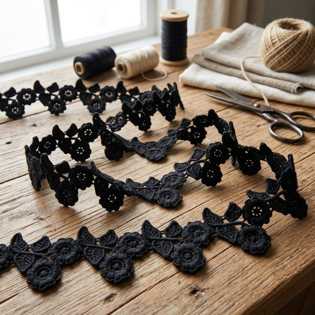 Pasamanería Macramé Diseño Floral 4 cm de ancho Imagen secundaria del producto