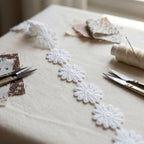Tira de Margaritas de Guipur Grandes Blanco 4 cm, pasamanería decorativa por metro — Sartoria Studio
