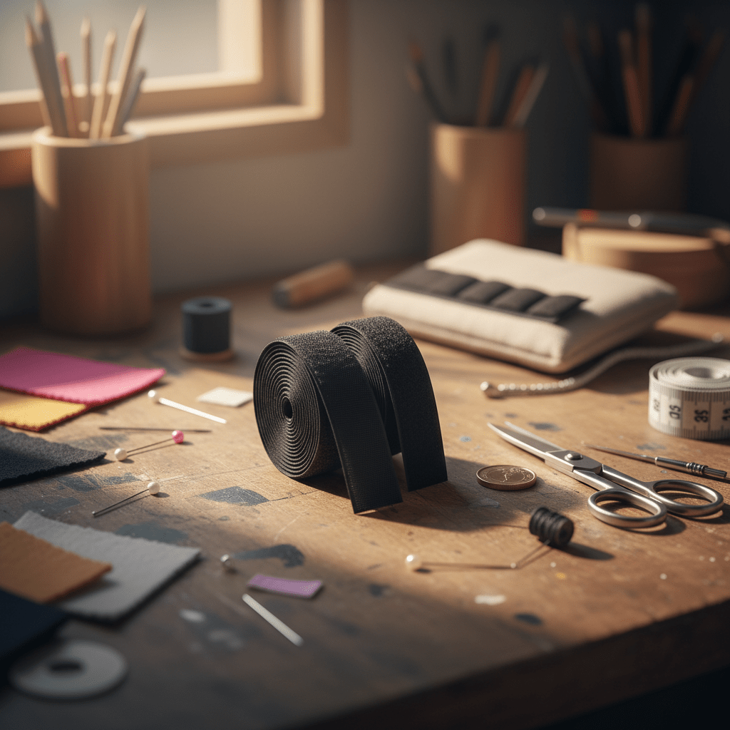 Velcro negro 2cm rollo 25m para proyectos versátiles — Sartoria Studio